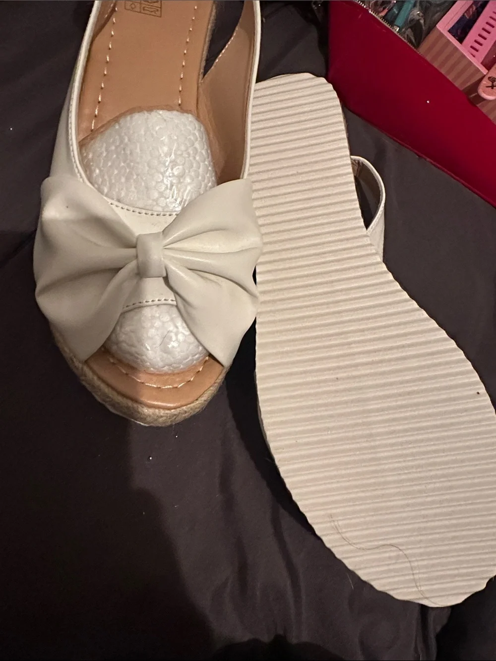 Women's Cream Bow Slingback Espadrille Flats